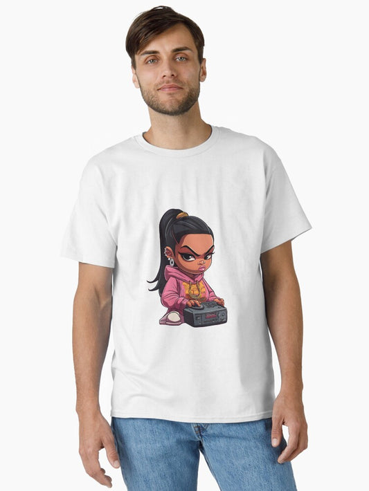 Chibi Girl Rap Star – Cute Pink Hoodie Rapper Classic T-Shirt