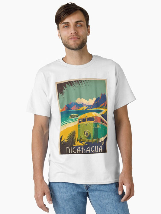 Nicaragua Coastline Vintage Travel Art Poster Classic T-Shirt