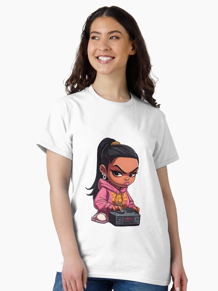 Chibi Girl Rap Star – Cute Pink Hoodie Rapper Classic T-Shirt