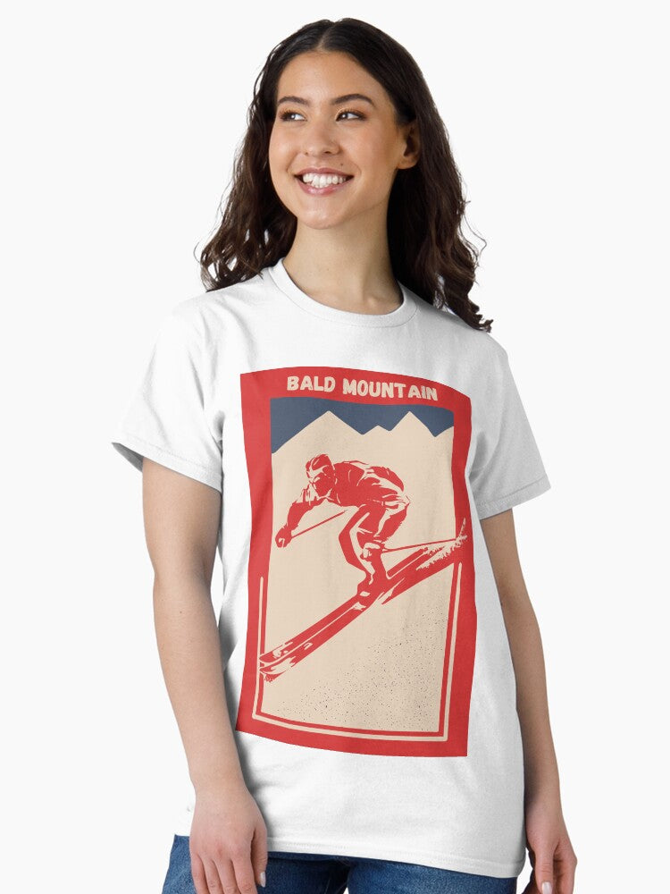 Bald Mountain in Clearwater Mountains, Idaho, USA, North America - Vintage Red Ski Poster for Mountain Alpine Skier Classic T-Shirt