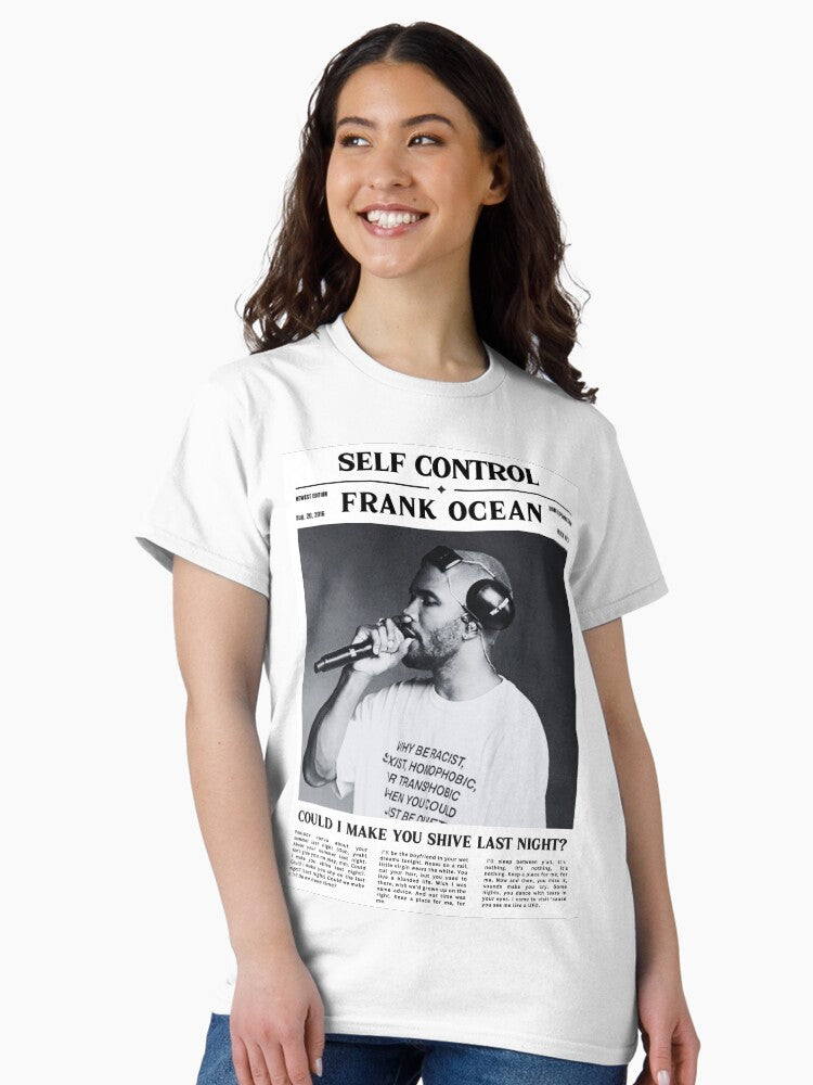 Frank Ocean Retro Newspaper Print, Self Control Lyrics Print, Self Control Poster, Frank Ocean Poster, Blonde Poster, Game Room Decor Classic T-Shirt