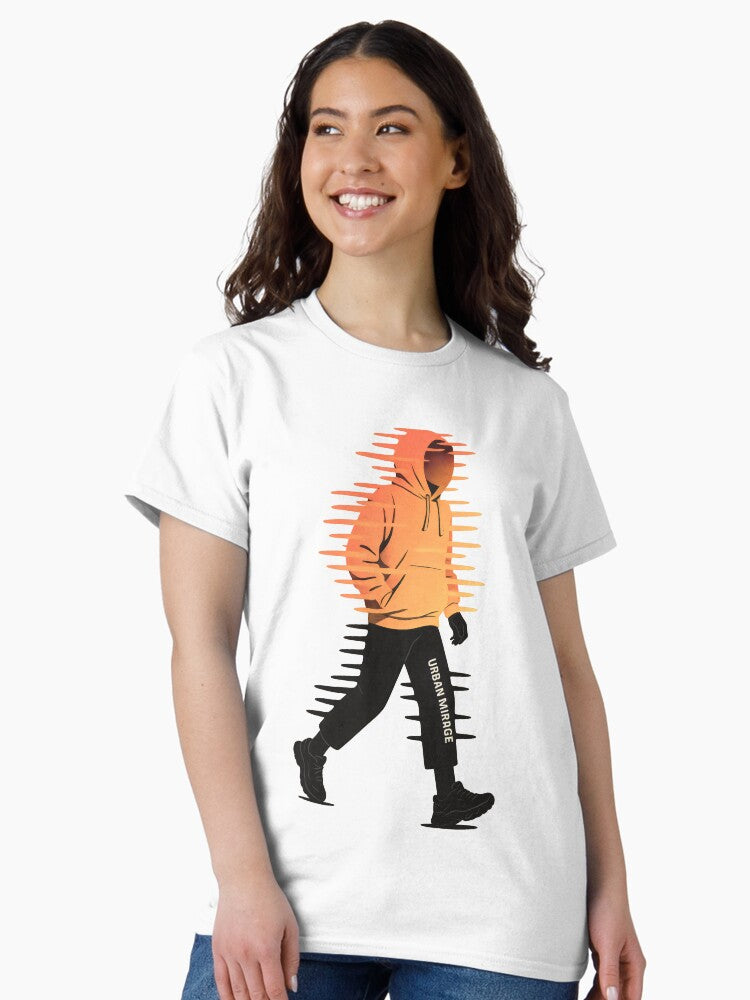 Urban Streetwear Aesthetic – Gradient Hoodie Walking Silhouette Sticker Classic T-Shirt