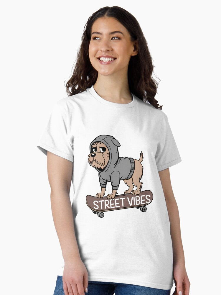Skateboarding Dog in Hoodie Street Vibes Classic T-Shirt