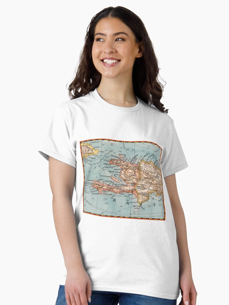 1900 Haiti map design - birthday gift for friend - New Year gift - Christmas gift Classic T-Shirt