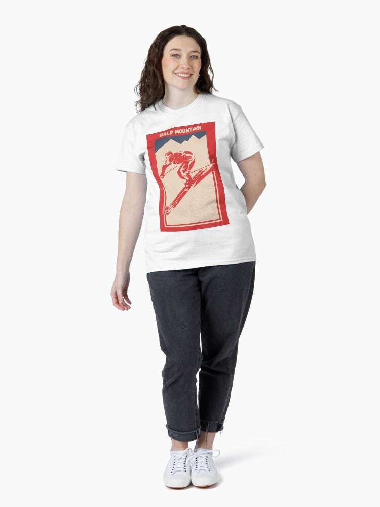 Bald Mountain in Clearwater Mountains, Idaho, USA, North America - Vintage Red Ski Poster for Mountain Alpine Skier Classic T-Shirt
