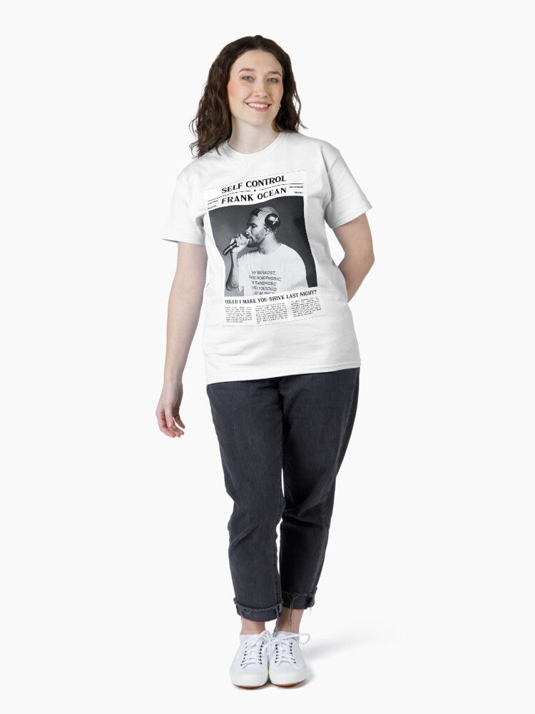 Frank Ocean Retro Newspaper Print, Self Control Lyrics Print, Self Control Poster, Frank Ocean Poster, Blonde Poster, Game Room Decor Classic T-Shirt