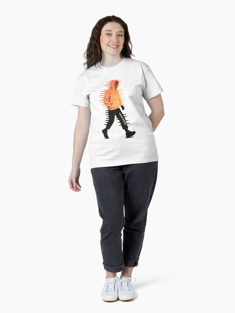 Urban Streetwear Aesthetic – Gradient Hoodie Walking Silhouette Sticker Classic T-Shirt