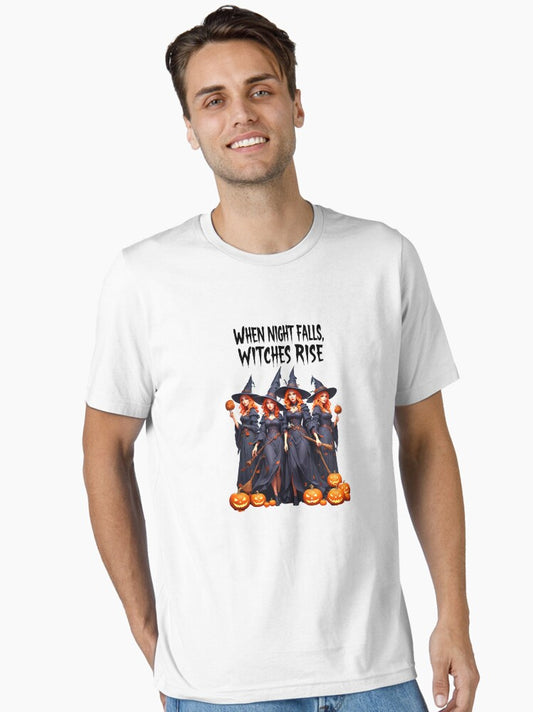 When Night Falls, Witches Rise - Spooky Design for Lovers - Black and Orange - For T-Shirt, Hoodie, Mug and More Essential T-Shirt