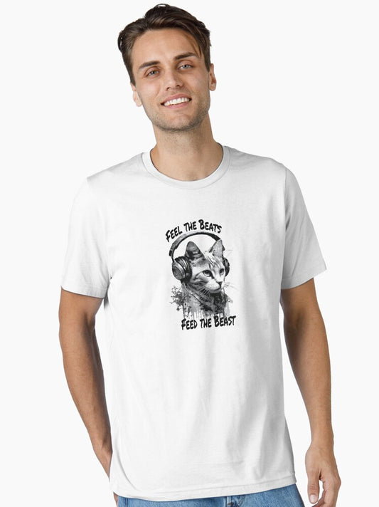 Feel the Beats Feed Beast Cat - Street Art Essential T-Shirt