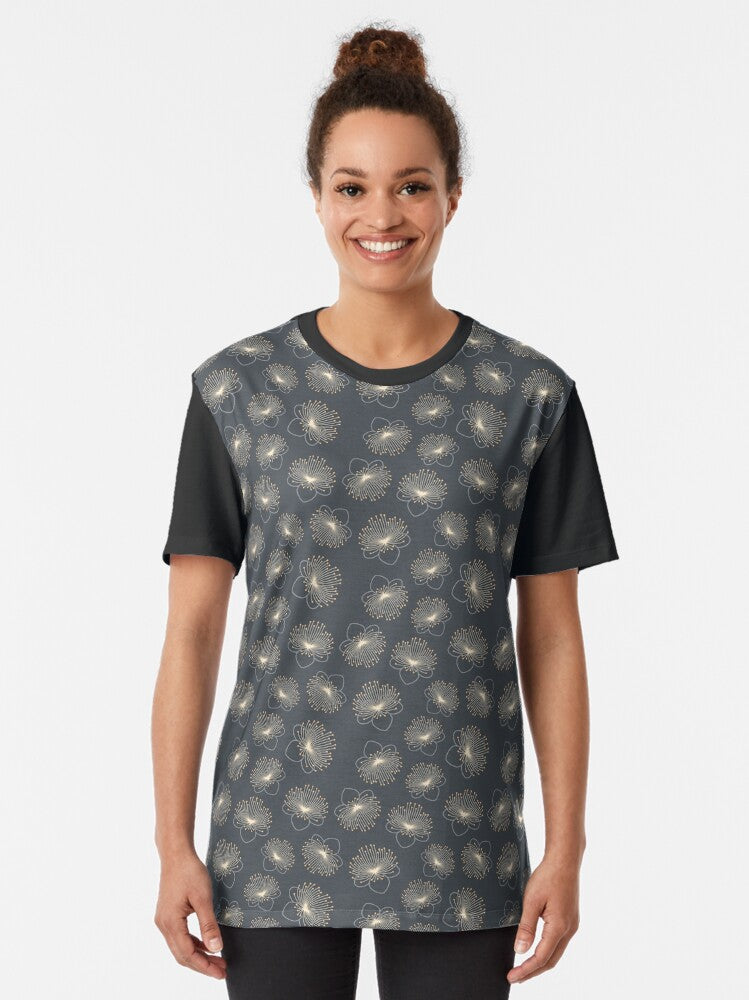 February 9th Birth Flower Myrtle Pattern Graphic T-Shirt