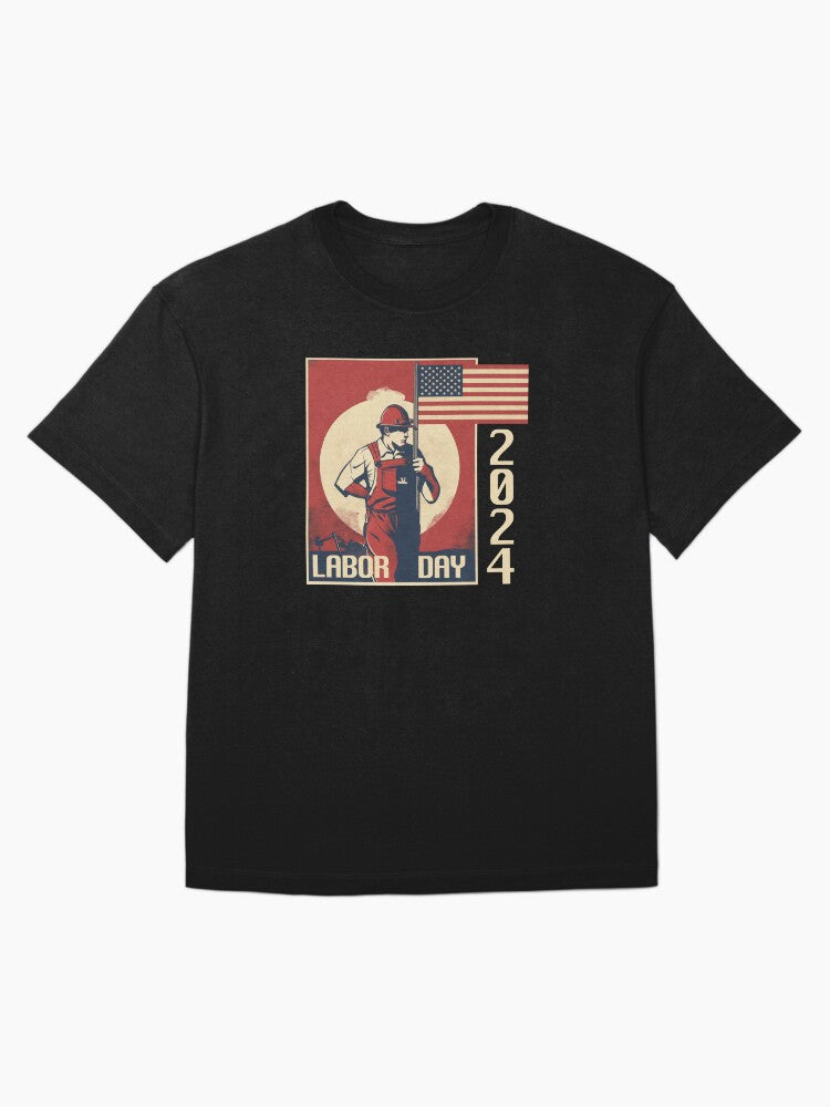 USA Labor Day 2024 poster in style of 60-70s Central Europe Oversized T-Shirt