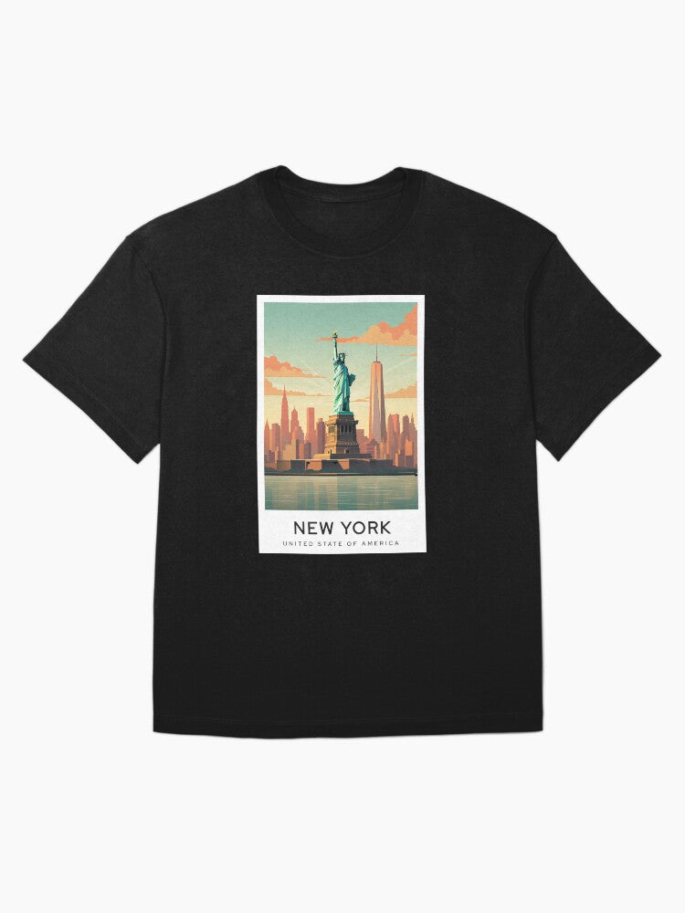 New York - USA Digital Art Illustration Travel Poster Oversized T-Shirt