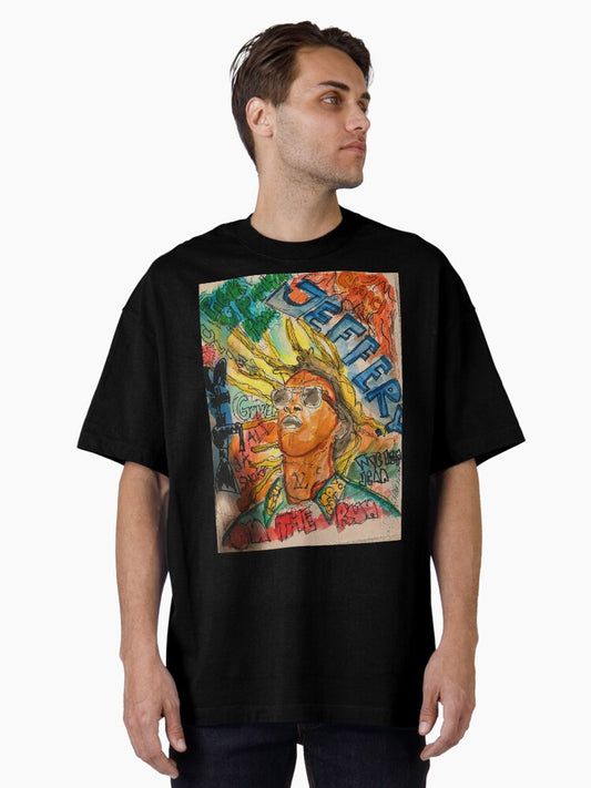jeffery,cool,poster,rapper,rap,music,art,wall art,poster,lyrics,dope,street art,graffiti, Oversized T-Shirt