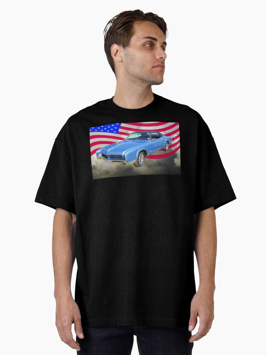 1967 Buick Riviera With United States Flag Oversized T-Shirt