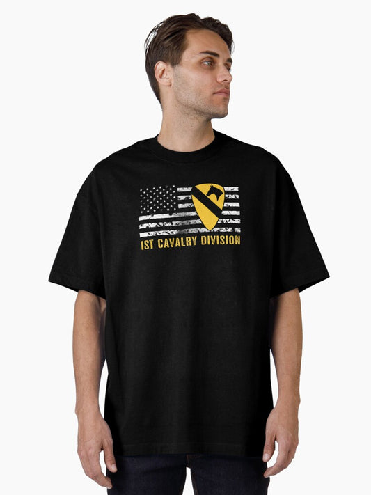 1st Cavalry Division (Distressed Flag) Oversized T-Shirt