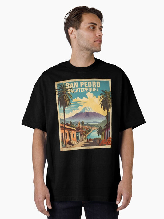 San Pedro Sacatepequez Guatemala Vintage Poster Tourism Oversized T-Shirt