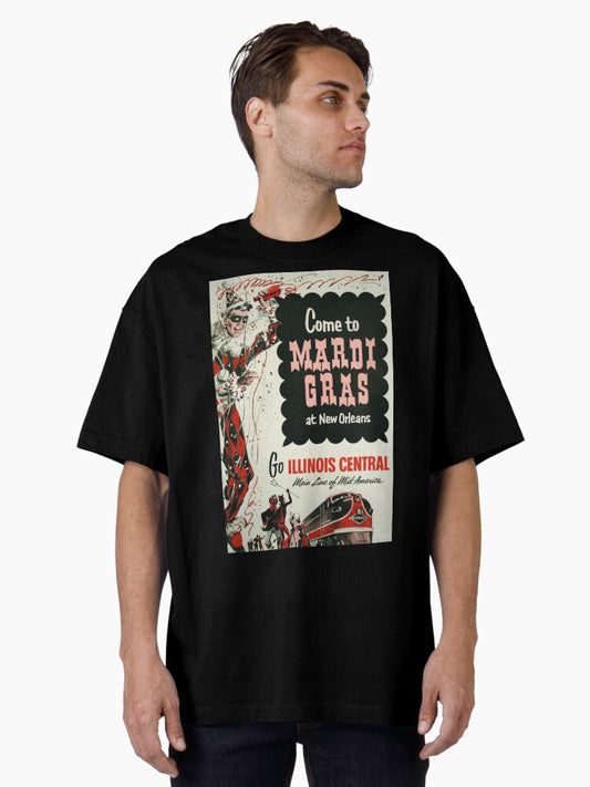 New Orleans Mardi Gras vintage travel poster Oversized T-Shirt