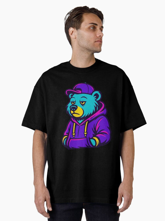 Cool Streetwear Bear Sticker - Neon Hoodie Urban Style Oversized T-Shirt