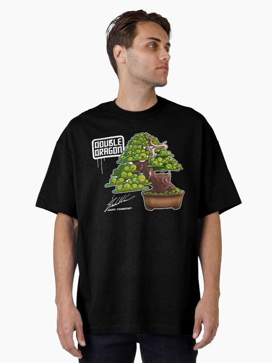 02 Dubble dragon bonsai face on black Oversized T-Shirt