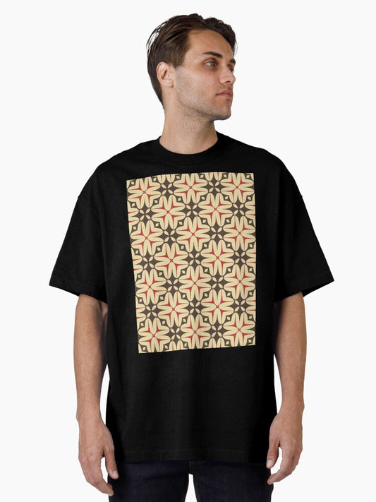 1970's Retro Groovy Shapes 2 - Abstract Geometric Seamless Pattern Oversized T-Shirt