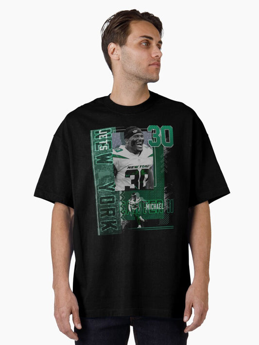 Michael Carter II Football Paper Poster Jets 2 Oversized T-Shirt