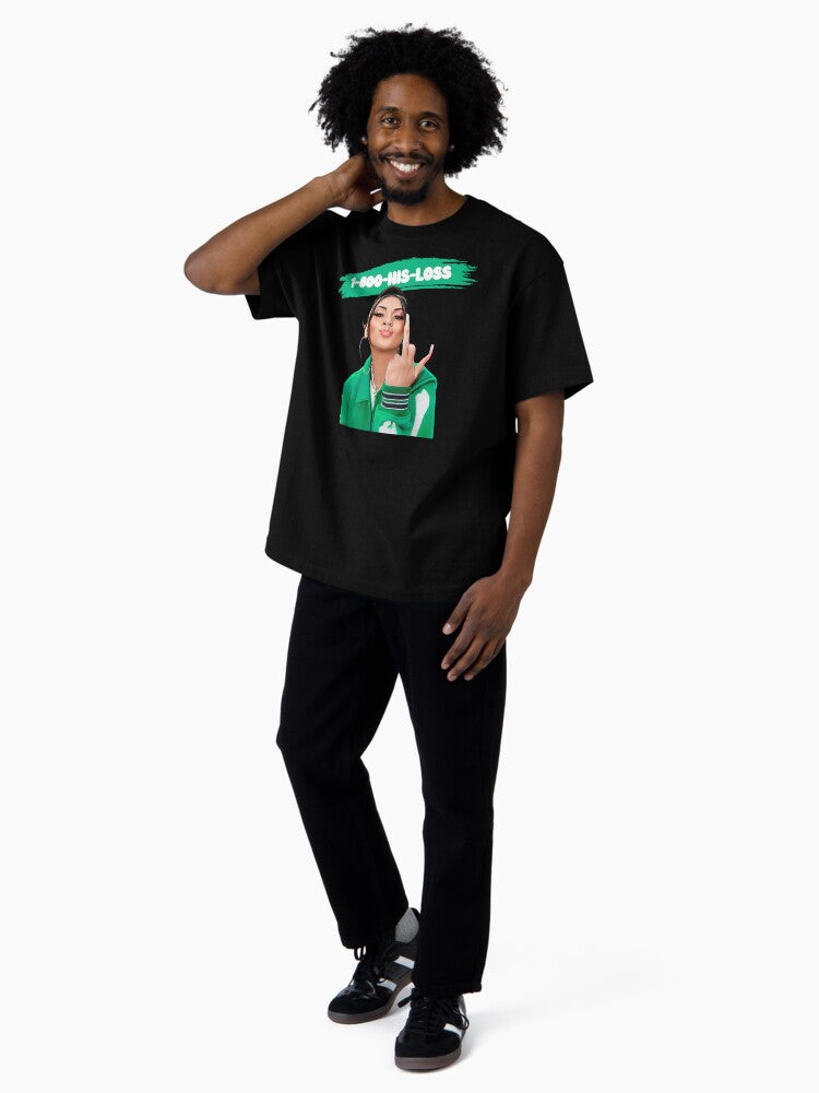 1-800-HIS-LOSS | Middle Finger Girl (GREEN) Oversized T-Shirt Style001