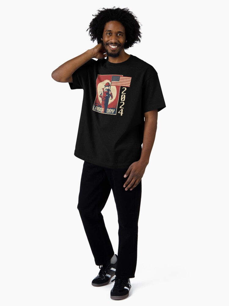 USA Labor Day 2024 poster in style of 60-70s Central Europe Oversized T-Shirt