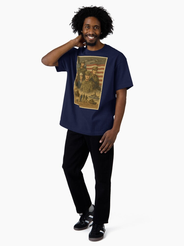 Tribute to American Soldiers - Vintage Poster Oversized T-Shirt