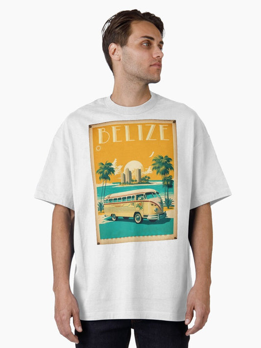 Belize Vintage Travel Art Poster Oversized T-Shirt