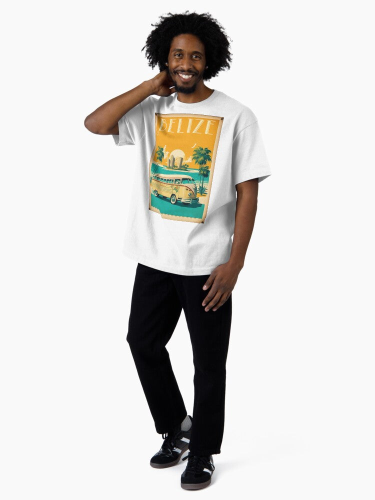 Belize Vintage Travel Art Poster Oversized T-Shirt
