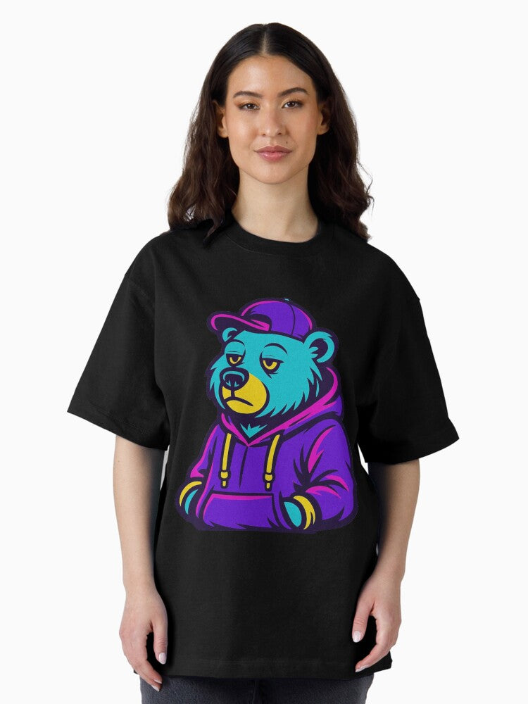 Cool Streetwear Bear Sticker - Neon Hoodie Urban Style Oversized T-Shirt
