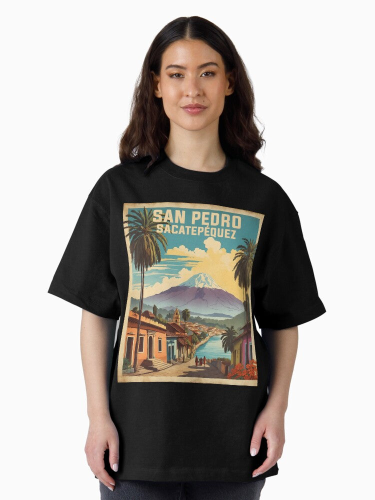 San Pedro Sacatepequez Guatemala Vintage Poster Tourism Oversized T-Shirt