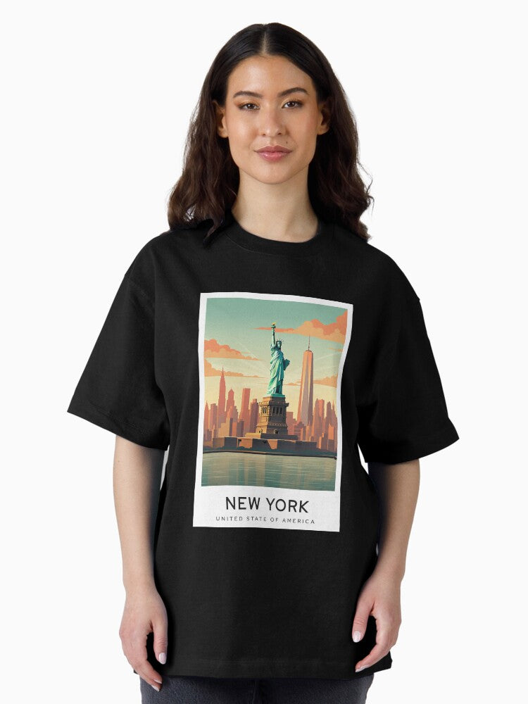 New York - USA Digital Art Illustration Travel Poster Oversized T-Shirt