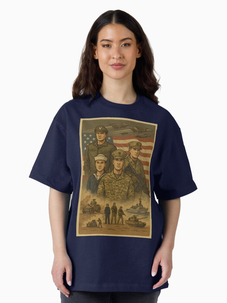 Tribute to American Soldiers - Vintage Poster Oversized T-Shirt