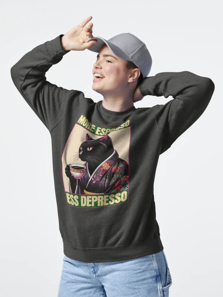 More Espresso Less Depresso Meme - Funny Coffee Cat Vintage Poster Classic T-Shirt