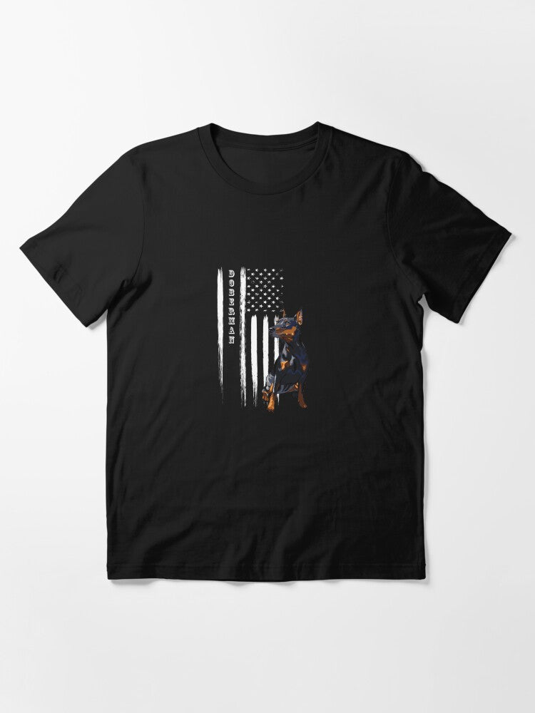 Doberman Dog Pet with America US Flag Hoodie Essential T-Shirt
