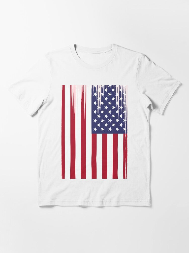 US Flag Watercolor Brush Art Print Poster 4th of July America, Stars and Stripes American Flag Wall Art Essential T-Shirt